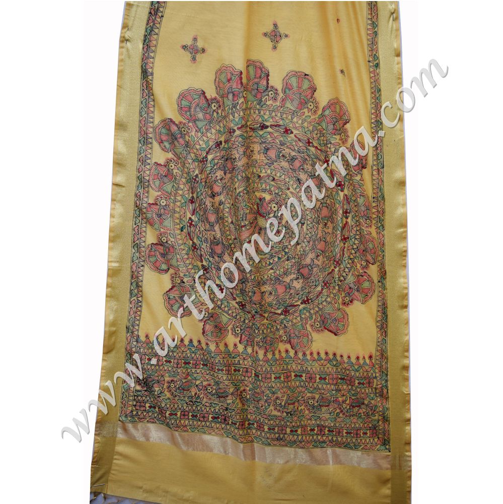 Madhubani Handpainted Stoles/Dupattas - Image 3
