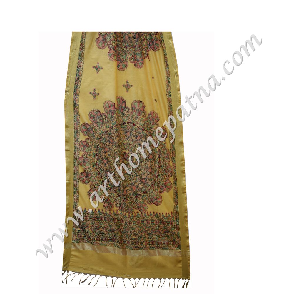 Madhubani Handpainted Stoles/Dupattas - Image 4