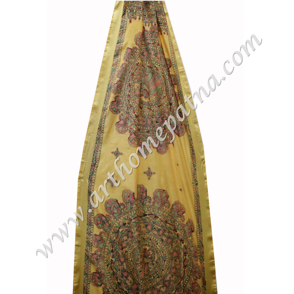 Madhubani Handpainted Stoles/Dupattas - Image 6