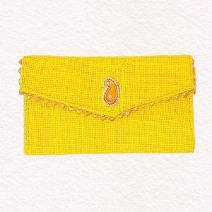 10 Yellow Designer Jute Envelopes, Shagun Money Envelopes, Cash Holder, Gift Money Envelopes