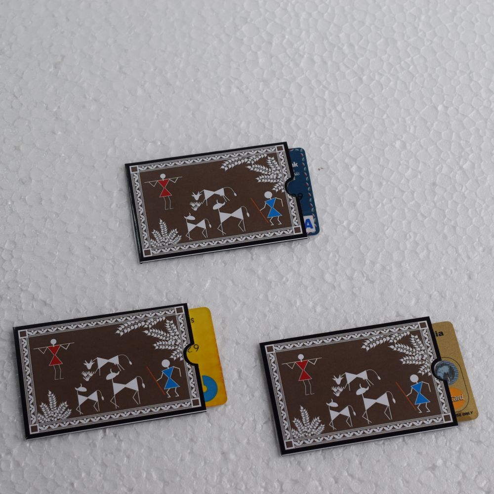 3 Set of Paper Wallet/ Warli Painting Debit Card Cover/Credit Card Holder/ATM Card Holder/Business Card Wallet/ Handmade Card Wallet - Image 3