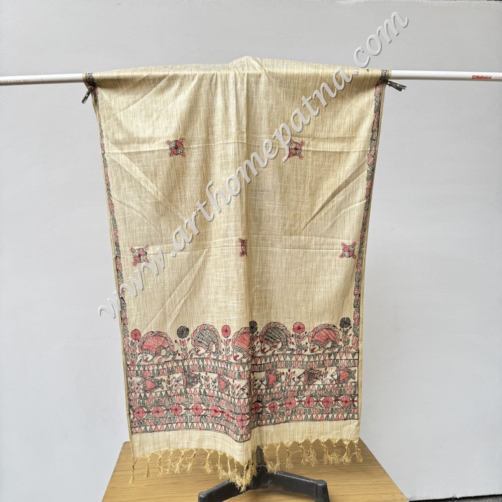 Hand Painted Madhubani Dupatta/Stoles