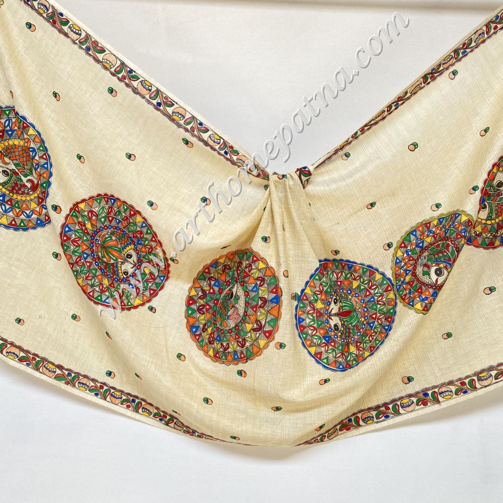 Hand Painted Madhubani Dupatta/Stoles - Image 3