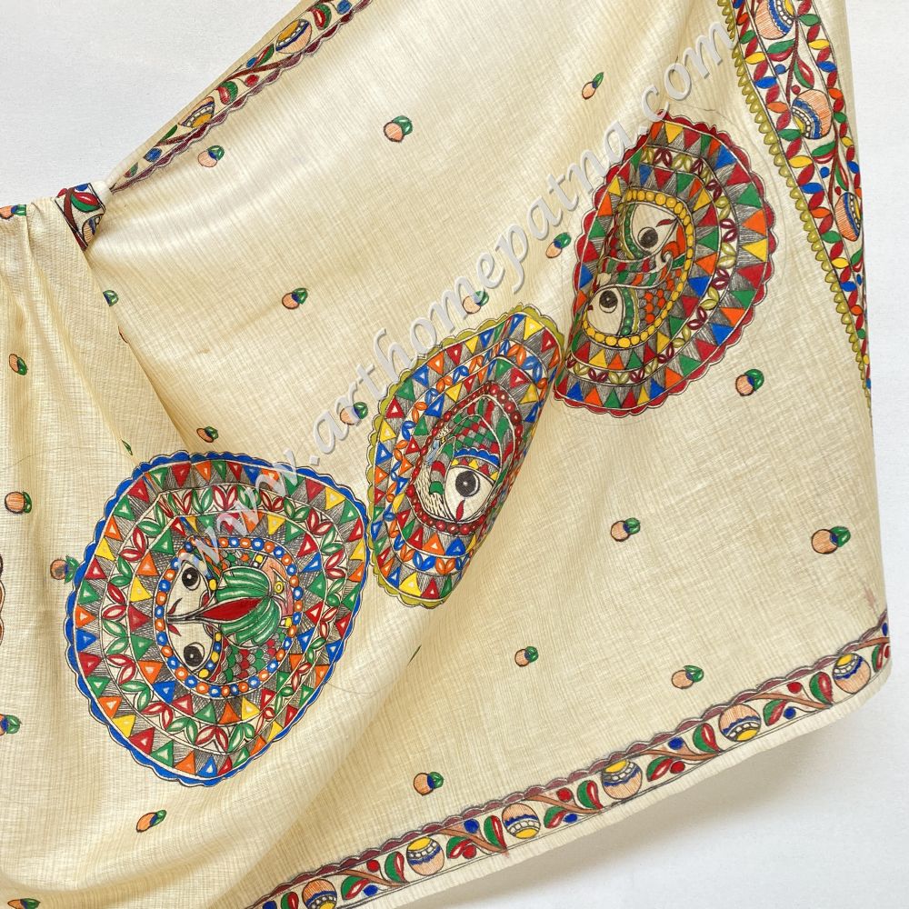 Hand Painted Madhubani Dupatta/Stoles - Image 4