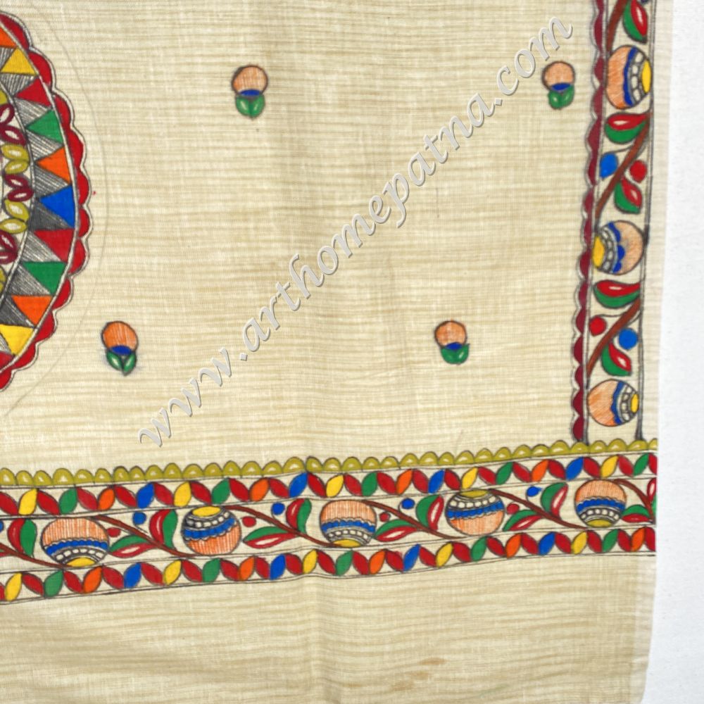 Hand Painted Madhubani Dupatta/Stoles - Image 8