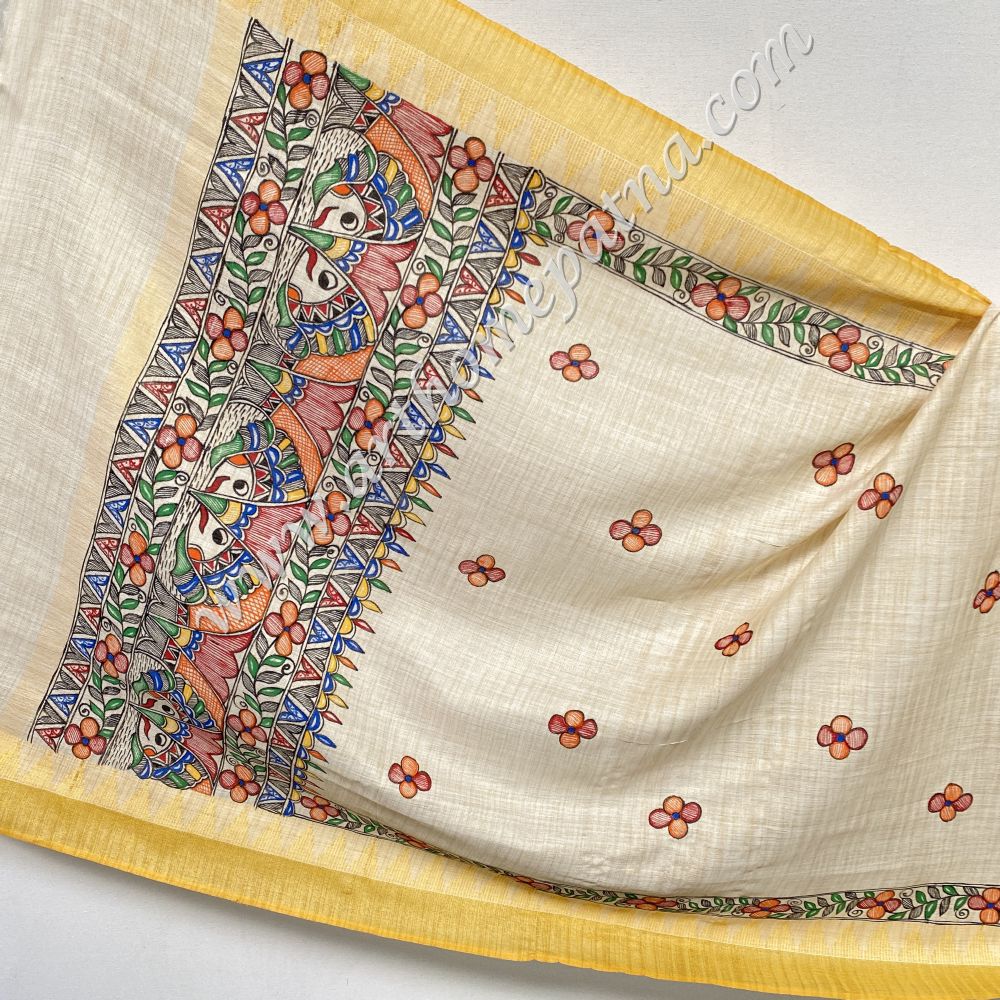 Hand Painted Madhubani Dupatta/Stoles - Image 3