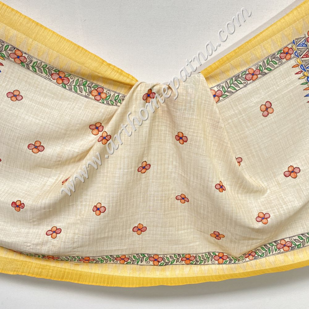 Hand Painted Madhubani Dupatta/Stoles - Image 4