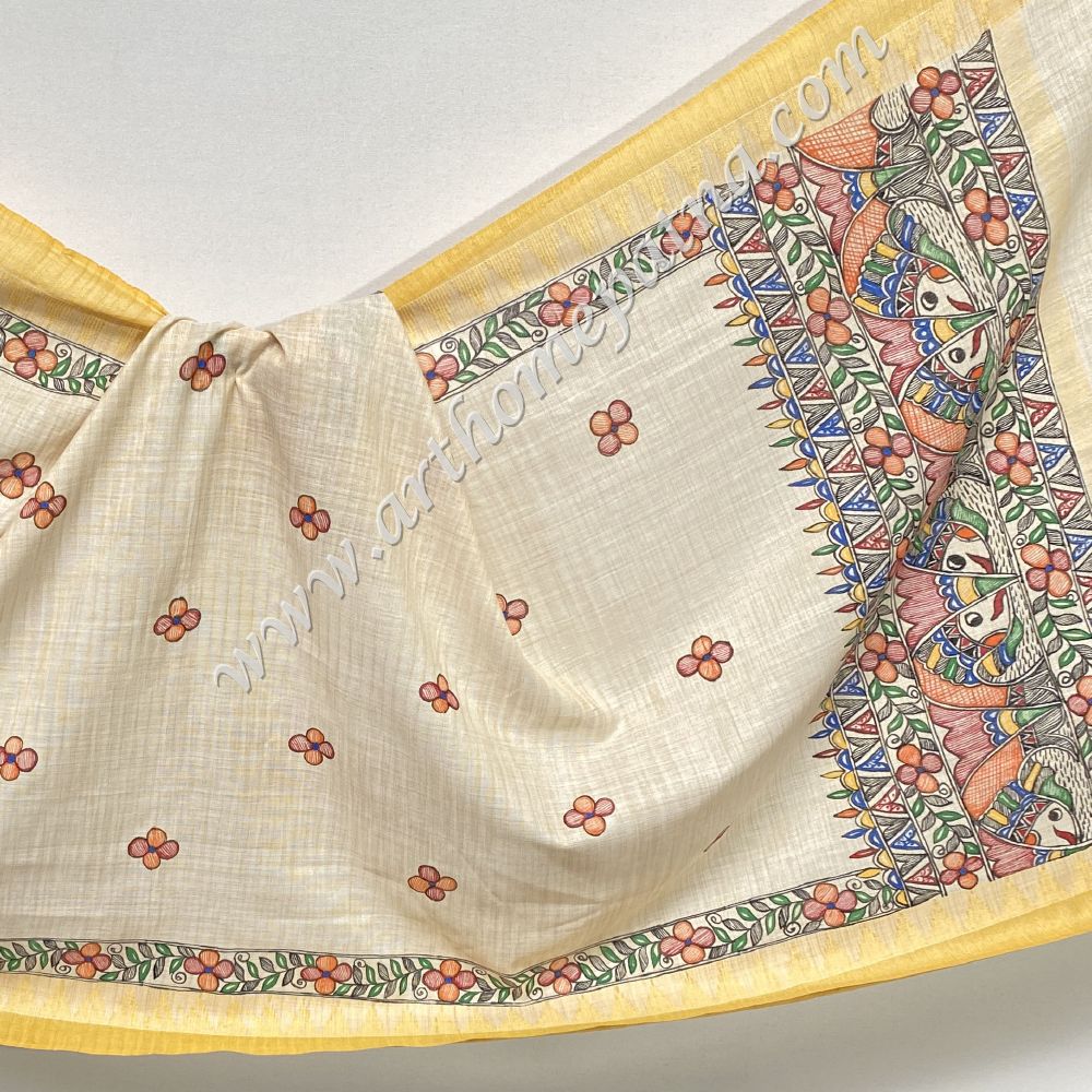 Hand Painted Madhubani Dupatta/Stoles - Image 5