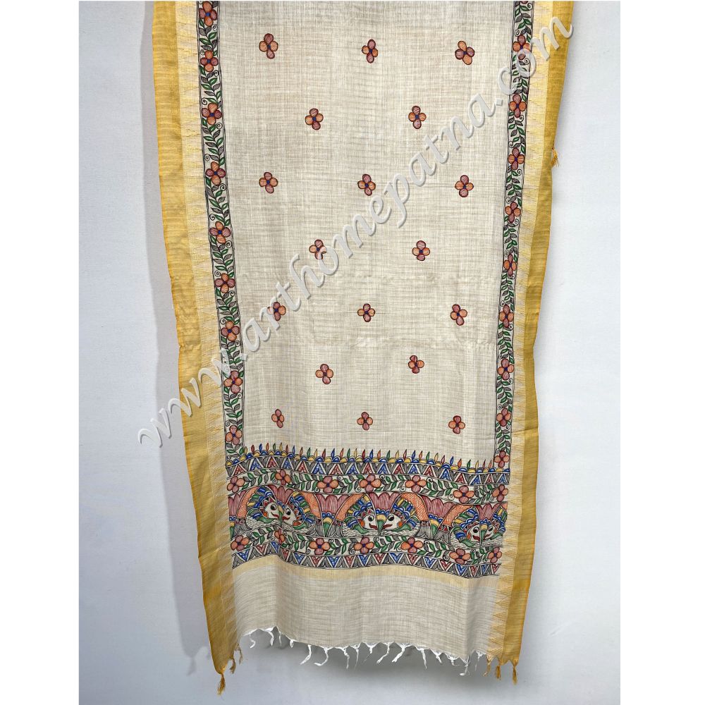 Hand Painted Madhubani Dupatta/Stoles - Image 6