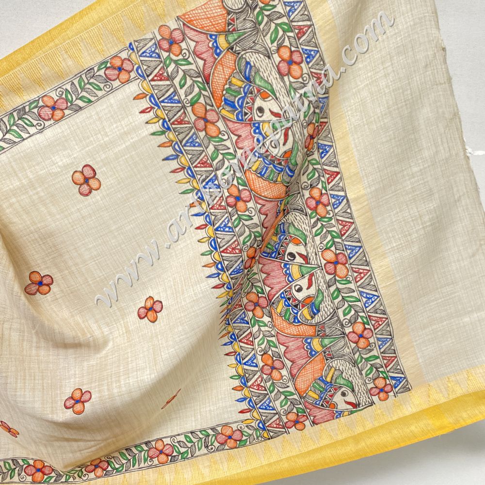 Hand Painted Madhubani Dupatta/Stoles - Image 8