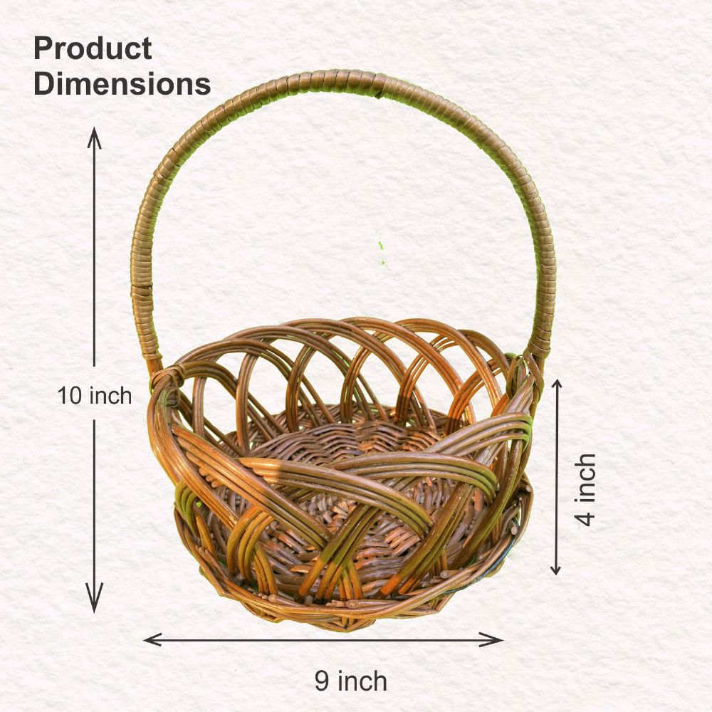 Cane Round Puja Basket | Fruit Basket - Image 8