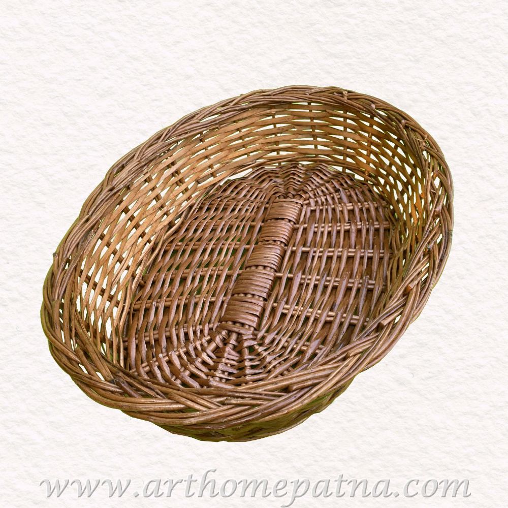 Oval Shape Cane Bamboo Multipurpose Handmade Eco Friendly Basket | Fruit Vegetable Tray | Hamper Packing Basket - Image 3
