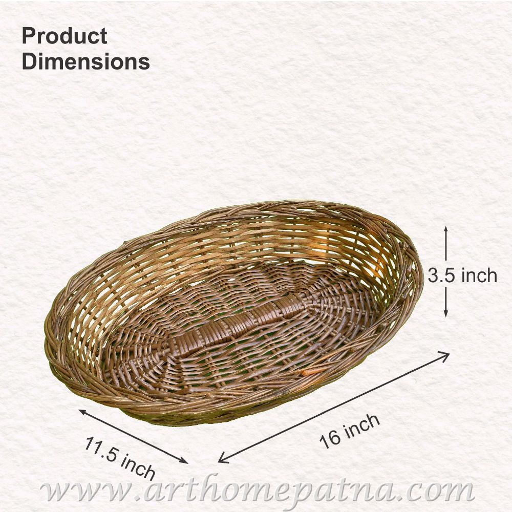 Oval Shape Cane Bamboo Multipurpose Handmade Eco Friendly Basket | Fruit Vegetable Tray | Hamper Packing Basket - Image 4