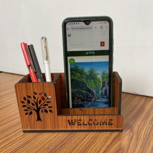 Table Organizer Accessories, Wooden Desk Organize, MDF Pen & Mobile Holder, Office Supplies Holder