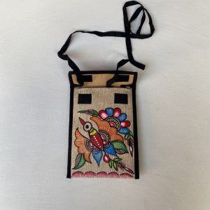 Hand Painted Madhubani Shoulder Mobile bag with 2 Pockets