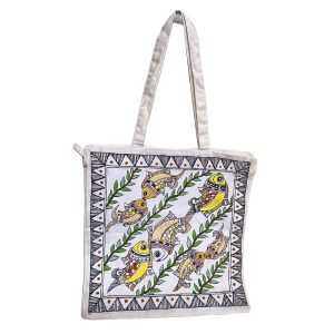 Women Tote Madhubani Or Mithila | Hand Painted | Canvas Tote Bag For Women And Girls