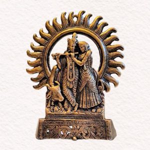 Metal Aluminum Radha Krishna With Holy Cow Statue, Wall Hanging, Decorative Idol,