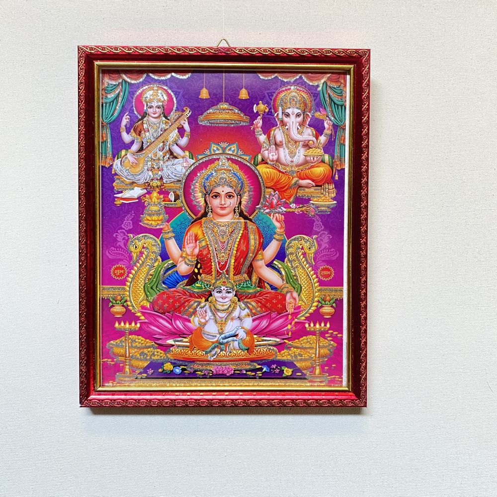 Laxmi Ganesh Religious Frame | Laxmi Ganesh Photo Frame | God Photo Frame | For Diwali Pooja Religious Frame - Image 2