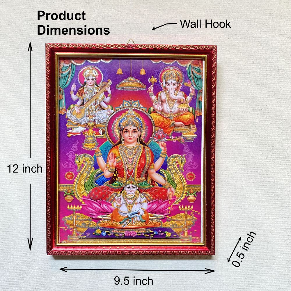 Laxmi Ganesh Religious Frame | Laxmi Ganesh Photo Frame | God Photo Frame | For Diwali Pooja Religious Frame - Image 4