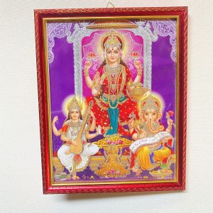 Laxmi Ganesh & Saraswati Religious Frame | Laxmi Ganesh & Saraswati Photo Frame | God Photo Frame | For Diwali Pooja Religious Frame