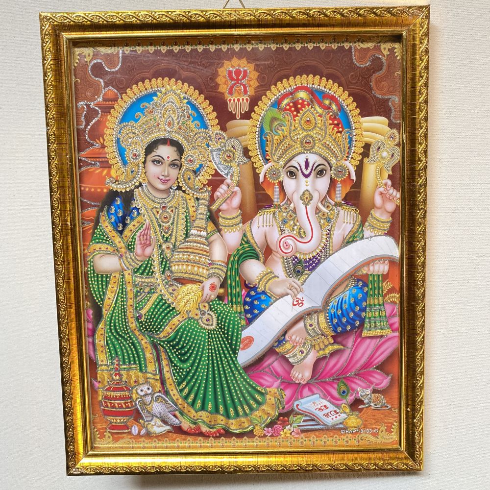 Laxmi Ganesh Religious Frame | Laxmi Ganesh Photo Frame | God Photo Frame | For Diwali Pooja Religious Frame - Image 2