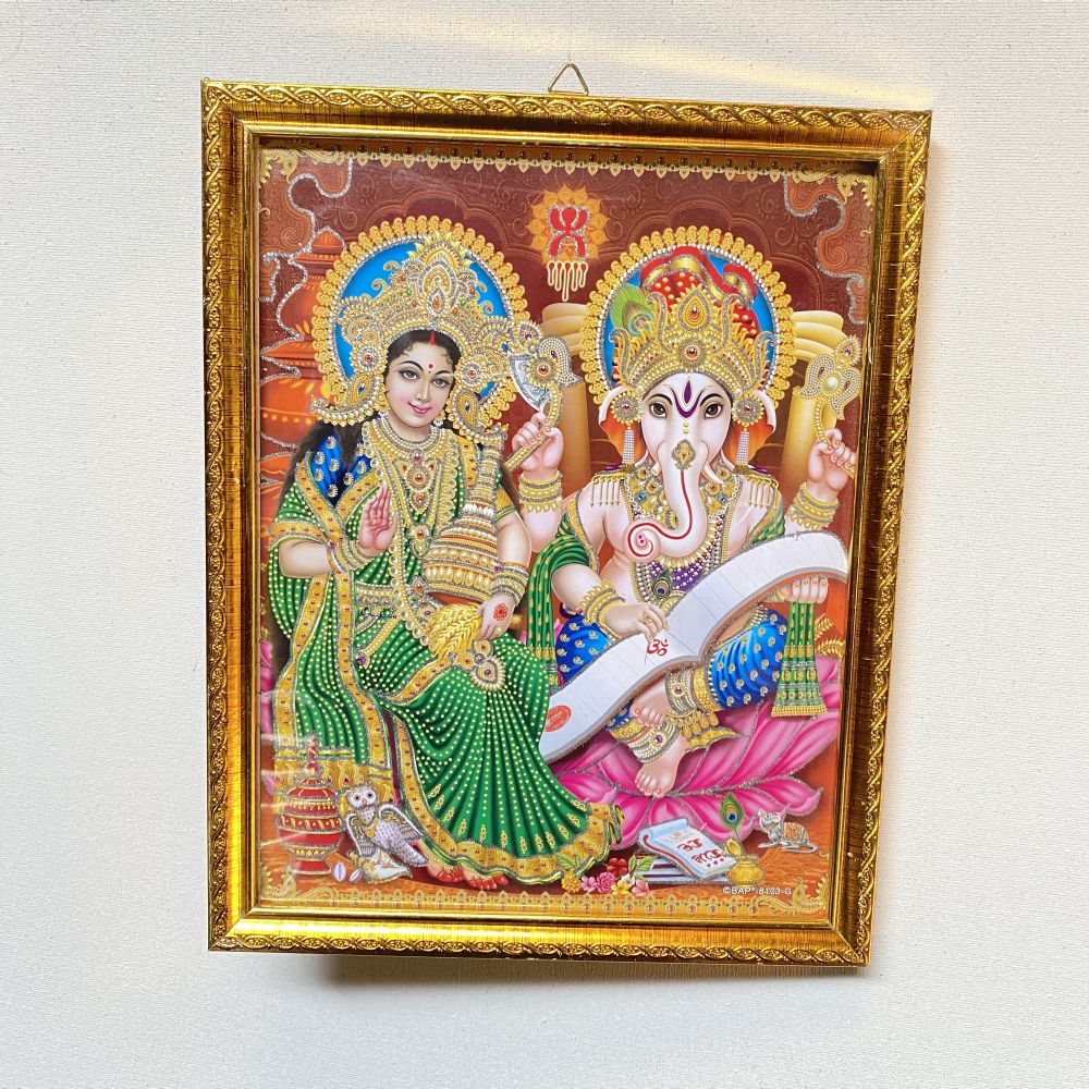 Laxmi Ganesh Religious Frame | Laxmi Ganesh Photo Frame | God Photo Frame | For Diwali Pooja Religious Frame - Image 3