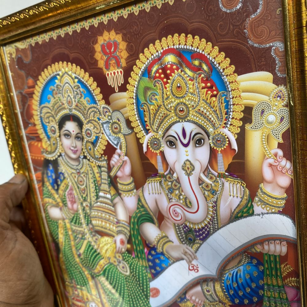 Laxmi Ganesh Religious Frame | Laxmi Ganesh Photo Frame | God Photo Frame | For Diwali Pooja Religious Frame - Image 5