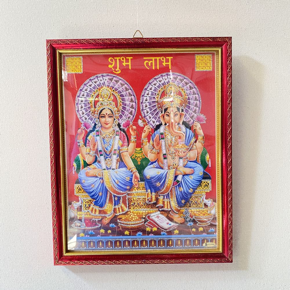 Laxmi Ganesh Religious Frame | Laxmi Ganesh Photo Frame | God Photo Frame | For Diwali Pooja Religious Frame - Image 2