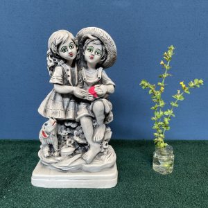 Plaster of Paris Statue & Idols, Couple, Couple with Dog, Family Dog Memorials Statues for Dog Lovers