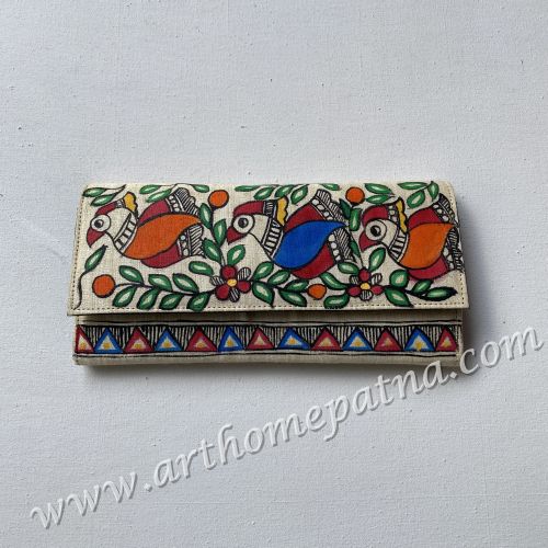 Hand-Painted Madhubani Clutch | Handmade Indian Folk Art Purse | Traditional Mithila Art Evening Clutch | Unique Gift for Women