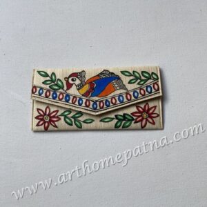 Madhubani Hand Painted Matka Silk Pouches | Mithila Art Ethnic Clutch | Traditional Mithila Hand Purse/Pouch