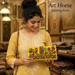 Hand-Painted Madhubani Clutch for Women | Authentic Indian Folk Art Purse | Handmade Ethnic Evening Bag