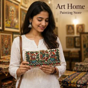 Hand-Painted Madhubani Clutch for Women | Authentic Indian Folk Art Purse | Handmade Ethnic Evening Bag