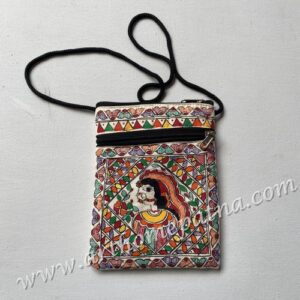 Hand painted Madhubani Sling Bag | Madhubani Folk Art Sling Bag | Madhubani Shoulder Mobile bag