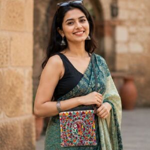 Hand painted Madhubani Sling Bag | Madhubani Folk Art Sling Bag | Madhubani Shoulder Mobile bag