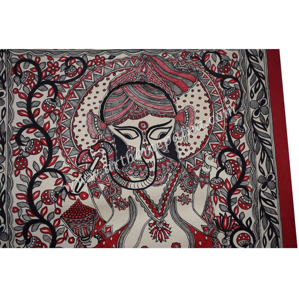 Hand-Painted Lord Ganesha Madhubani Painting on Handmade Paper | Authentic Mithila Folk Art | Madhubani Ganesha Art - Image 2