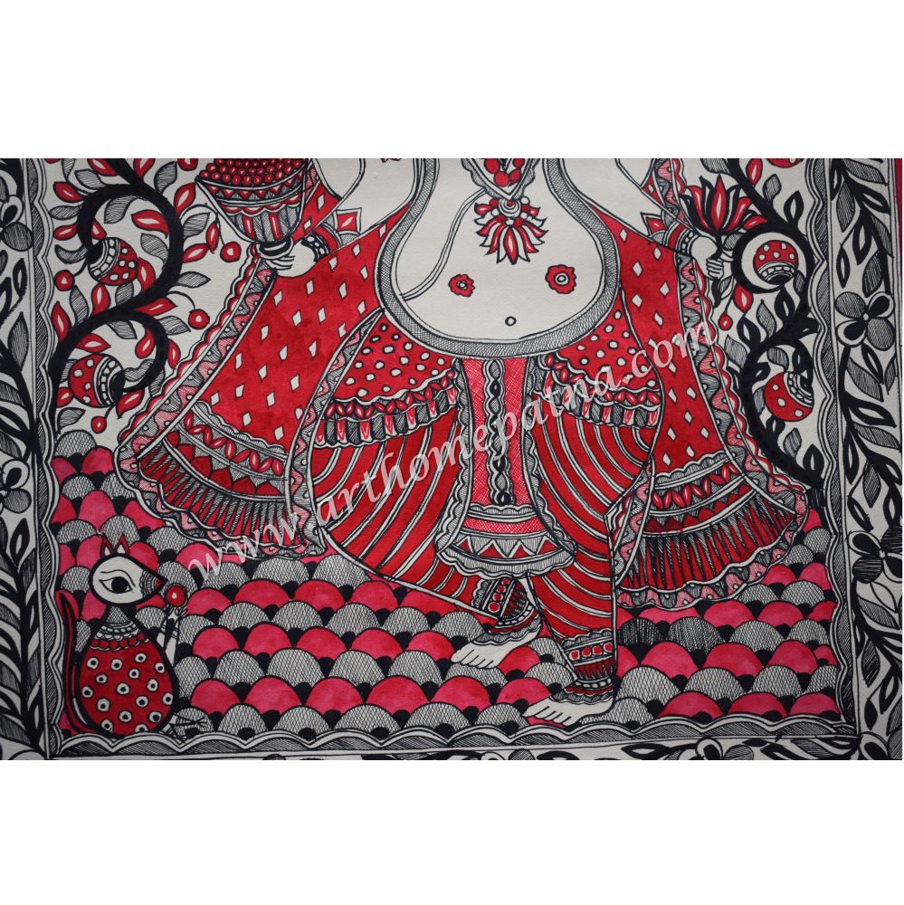 Hand-Painted Lord Ganesha Madhubani Painting on Handmade Paper | Authentic Mithila Folk Art | Madhubani Ganesha Art - Image 3