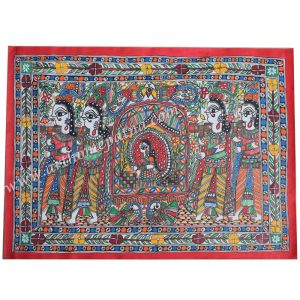 Bride Sita in Doli Madhubani Painting Hand-painted Sita Wedding Artwork Traditional Mithila Folk Art Ramayana Bride Sita Painting Handmade Indian Folk Painting