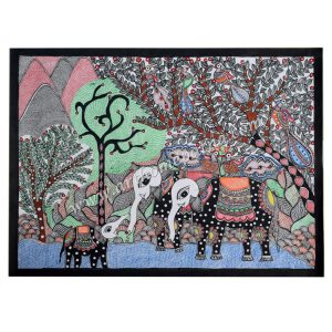 Hand-painted Tree of Life Madhubani painting Traditional Mithila Tree of Life artwork Handmade Indian folk art Tree of Life Authentic Bihar Madhubani wall painting Decorative Tree of Life in Madhubani style