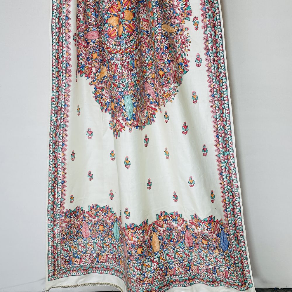 Madhubani hand Painted Silk Dupatta - Image 5