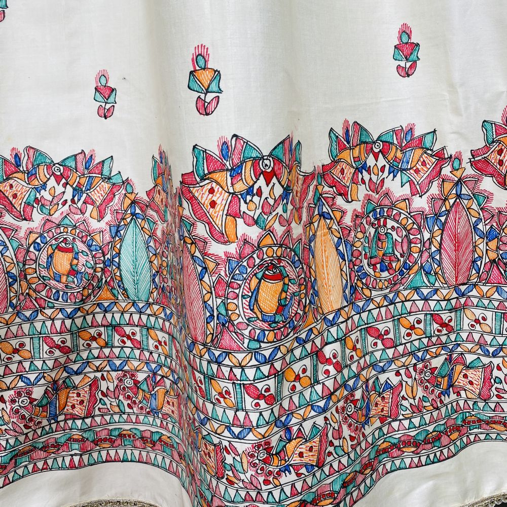 Madhubani hand Painted Silk Dupatta - Image 8