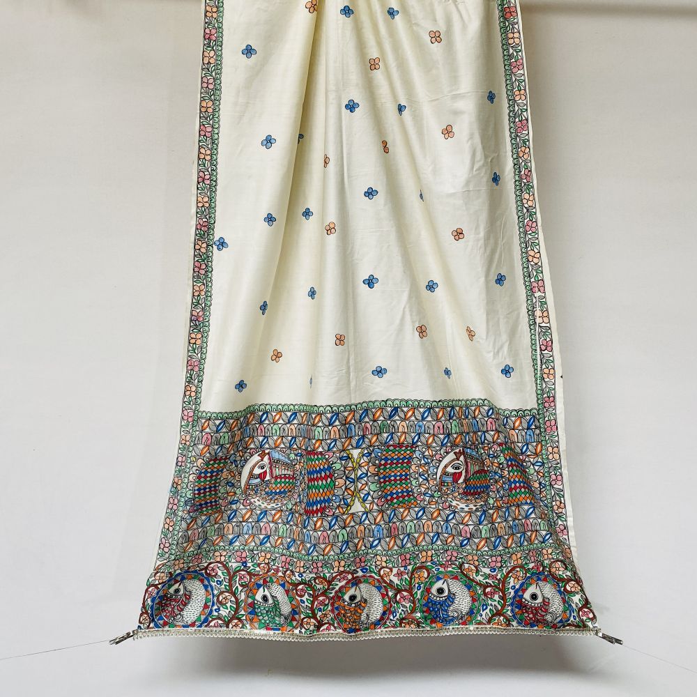 Madhubani hand Painted Silk Dupatta - Image 2