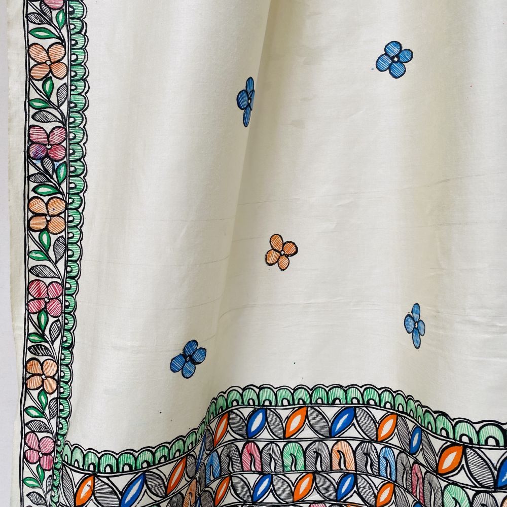 Madhubani hand Painted Silk Dupatta - Image 6