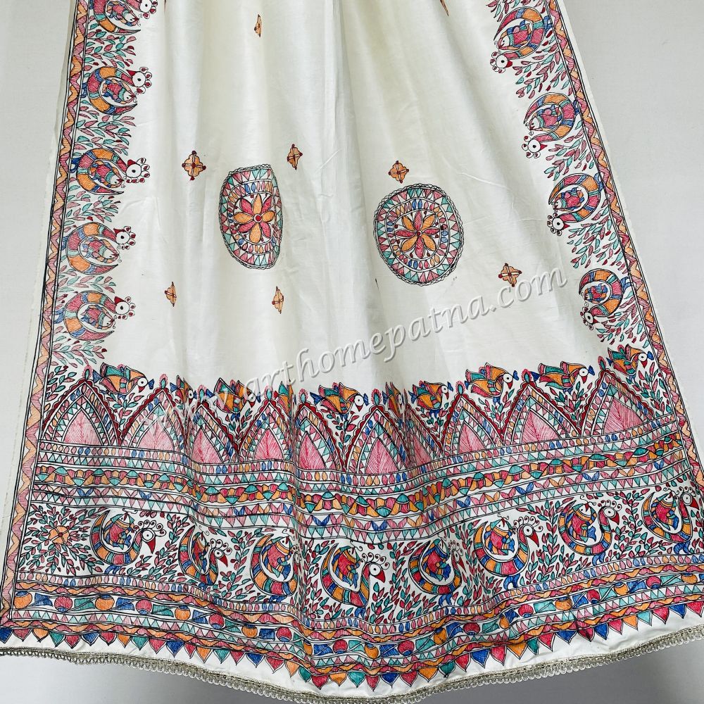 Madhubani hand Painted Silk Dupatta - Image 4