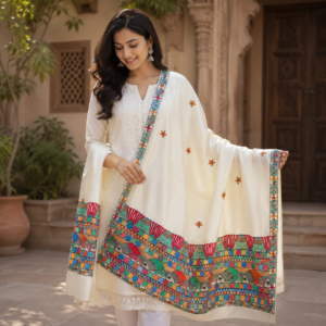 Madhubani hand Painted Silk Dupatta