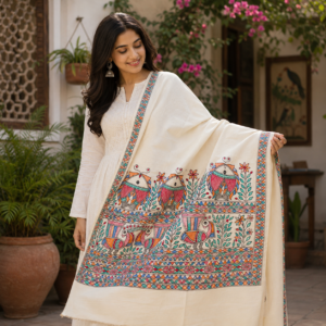 Hand-Painted Madhubani Silk Dupatta