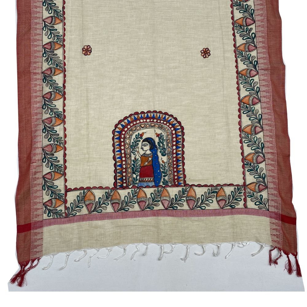 Madhubani hand Painted Dupatta - Image 2
