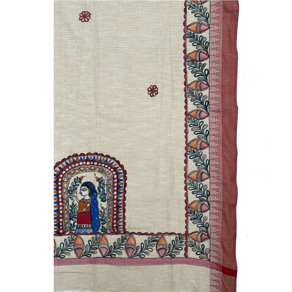 Madhubani hand Painted Dupatta - Image 4