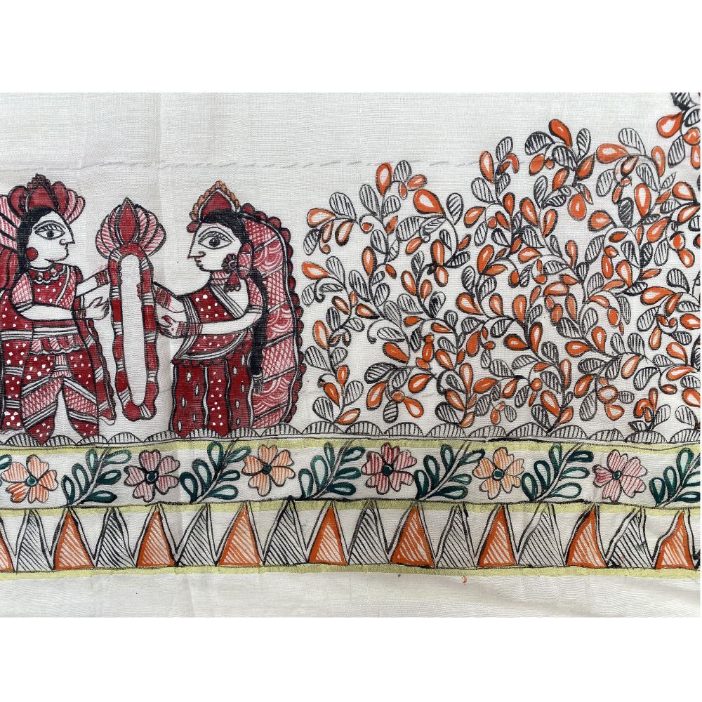 Madhubani hand Painted Dupatta - Image 5