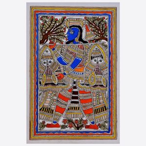 Fisherman carrying fish to sell Madhubani painting